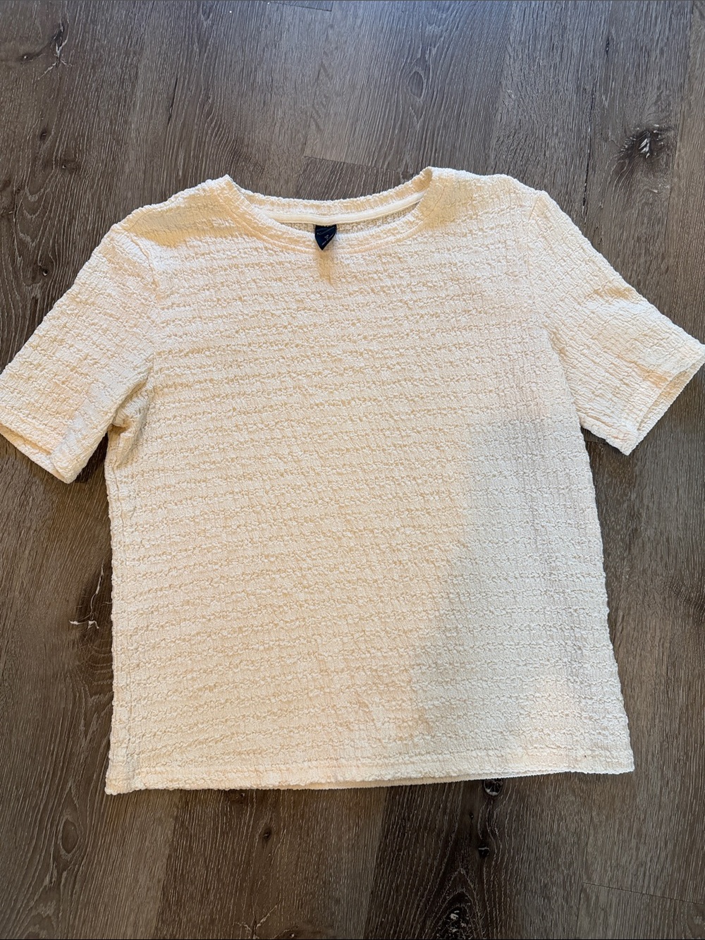 Textured Cream Short Sleeve Top